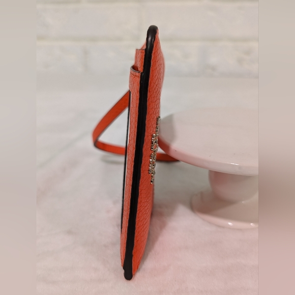 Kate Spade Leila Small Cardholder Wristlet Coral Buds Orange Keychain Coin Purse - Picture 6 of 14
